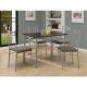 5-Piece Dining Set in Silver Metal with Cappucinno Table Top